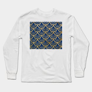 Golden navy fish scales Long Sleeve T-Shirt